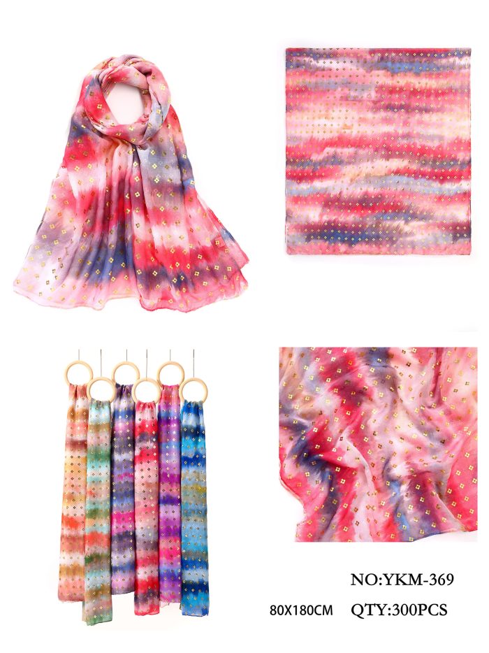 Lenço multicolorido com degradê e glitter dourado