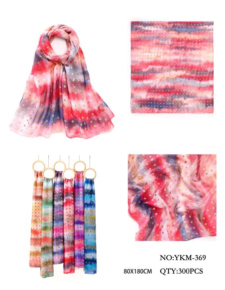 Lenço multicolorido com degradê e glitter dourado