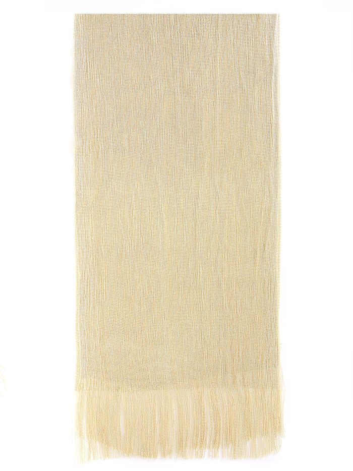 Cachecol com franjas em fio metálico