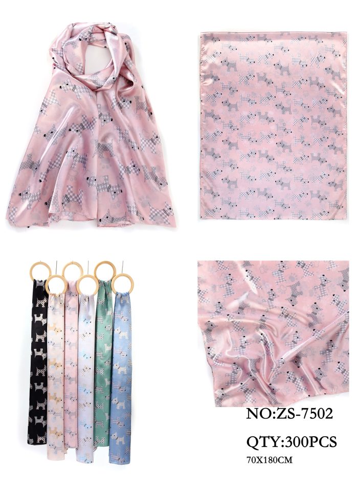 Pañuelo estampado perros efecto seda