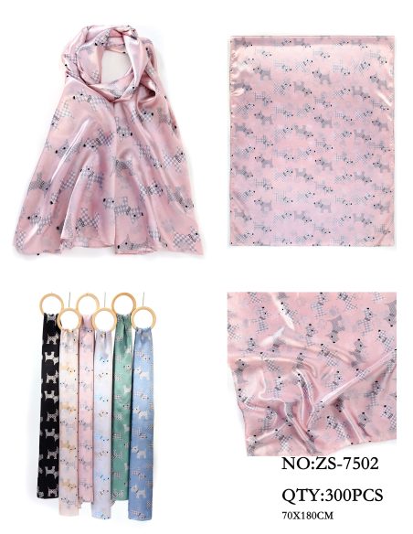 Pañuelo estampado perros efecto seda