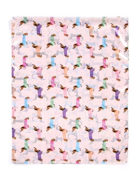 Lenço com estampa de dachshund e efeito seda.