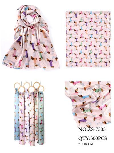 Pañuelo estampado perro salchicha efecto seda 2