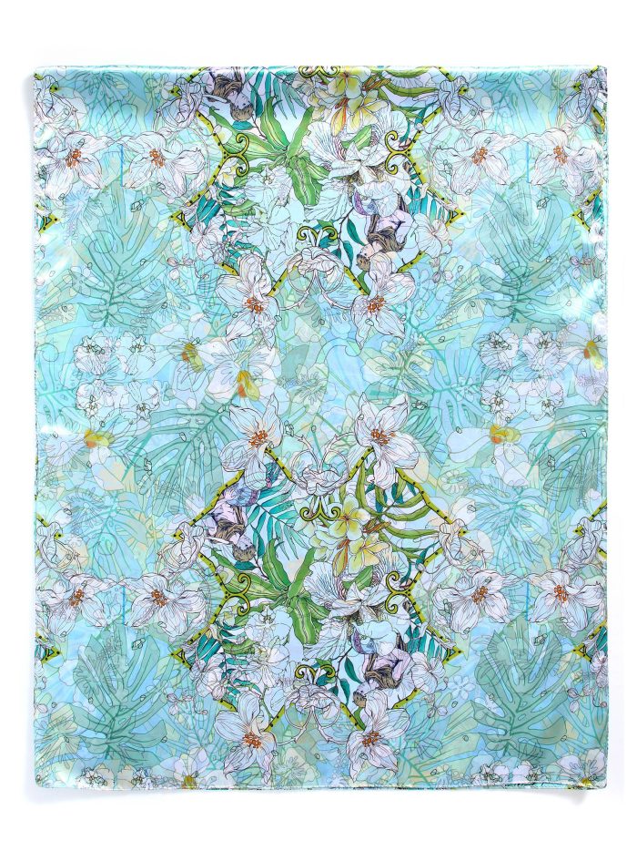 Lenço floral com efeito de seda