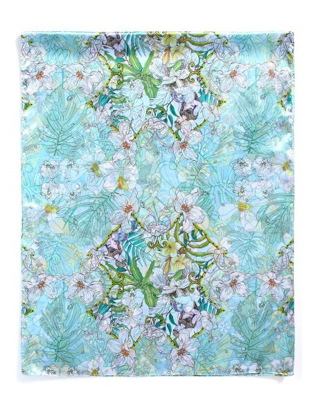 Lenço floral com efeito de seda