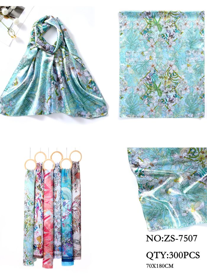 Lenço floral com efeito de seda