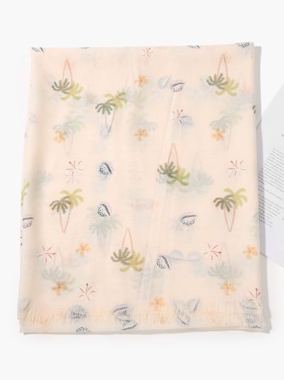 Sciarpa tropicale con palme e conchiglie