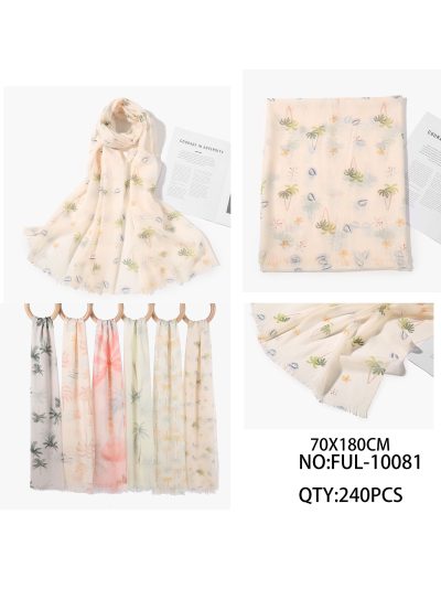 Sciarpa tropicale con palme e conchiglie 2