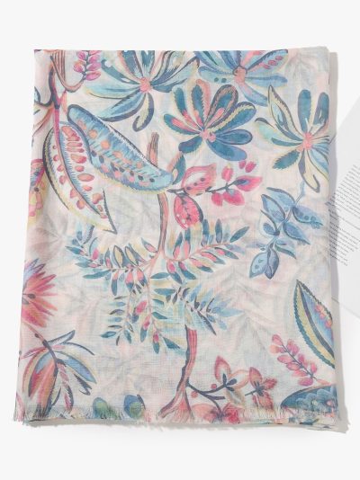 Fular flores tropicales acuarela