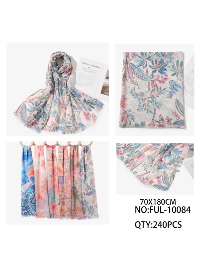 Fular flores tropicales acuarela 2