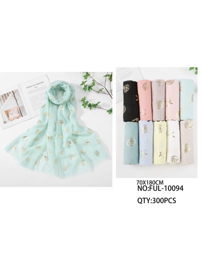 Fular marino conchas y estrellas doradas