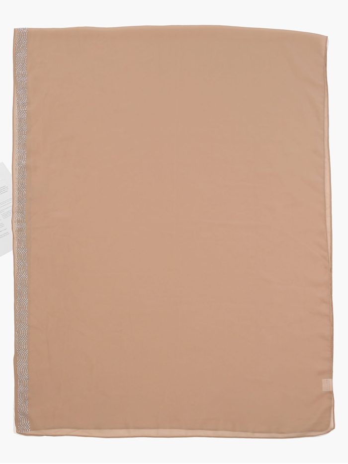 Lenço com efeito chiffon e detalhes em strass.