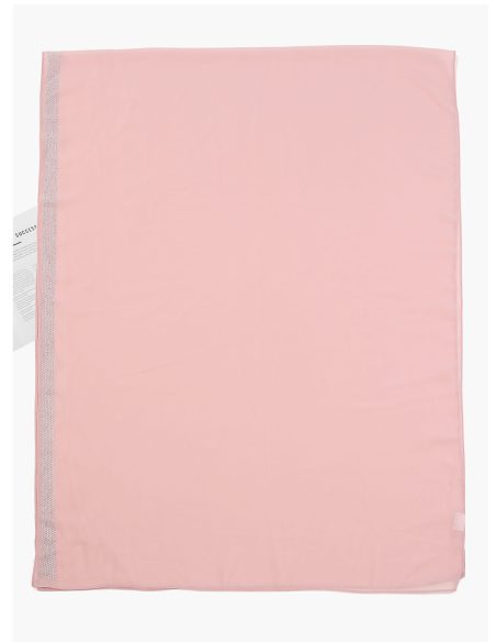 Lenço com efeito chiffon e detalhes em strass.