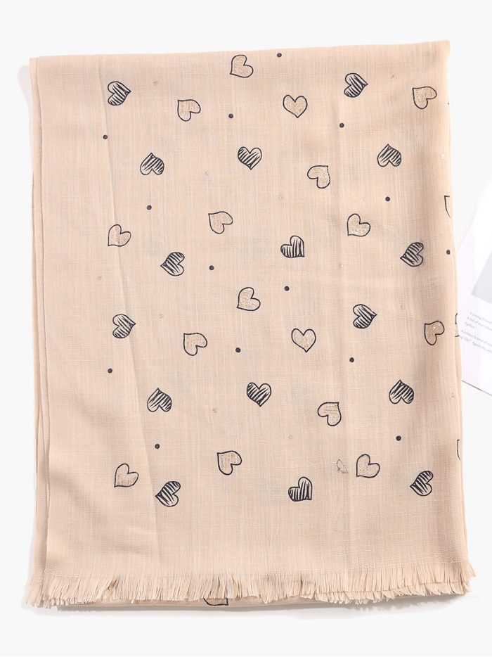 Lenço com estampa de corações brilhantes