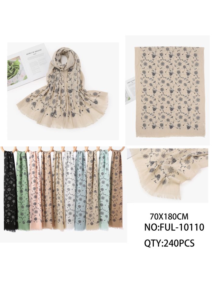 Fular estampado floral glitter