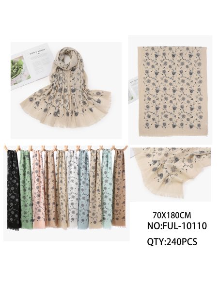 Fular estampado floral glitter