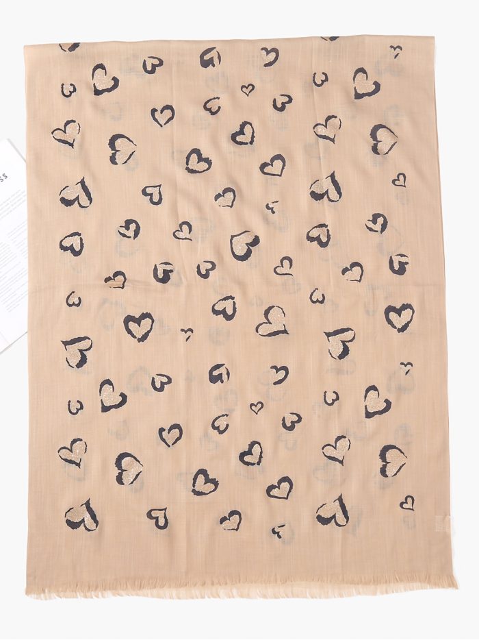 Lenço com estampa de corações brilhantes