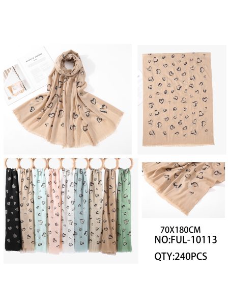 Lenço com estampa de corações brilhantes