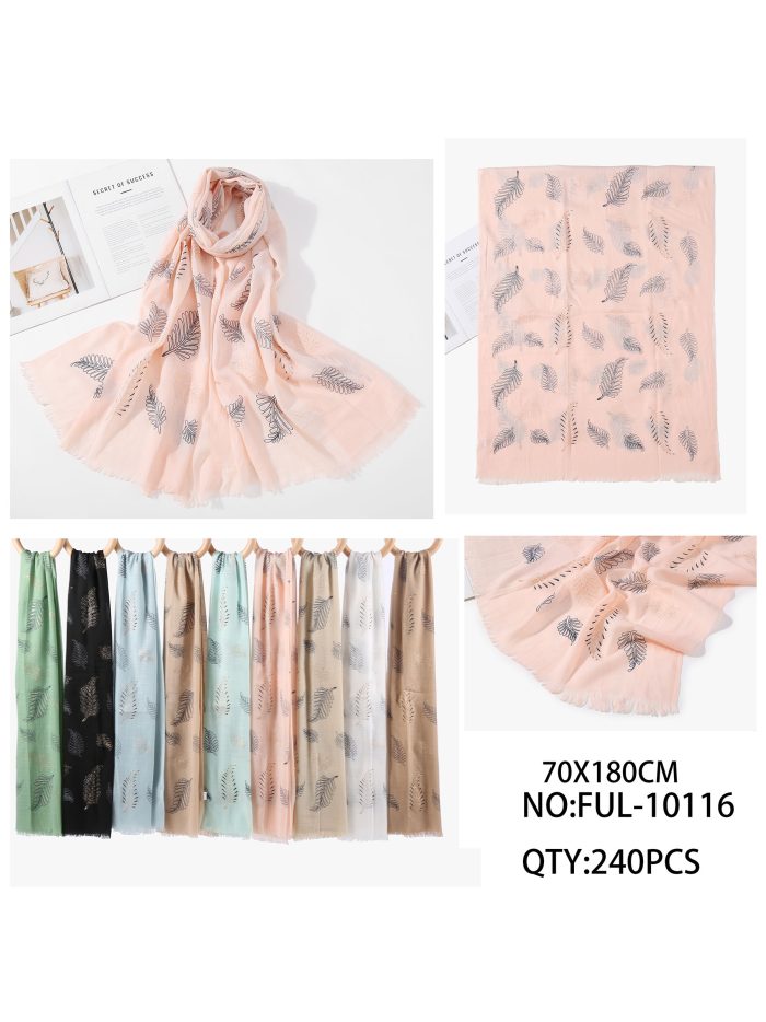 Fular estampado hojas glitter