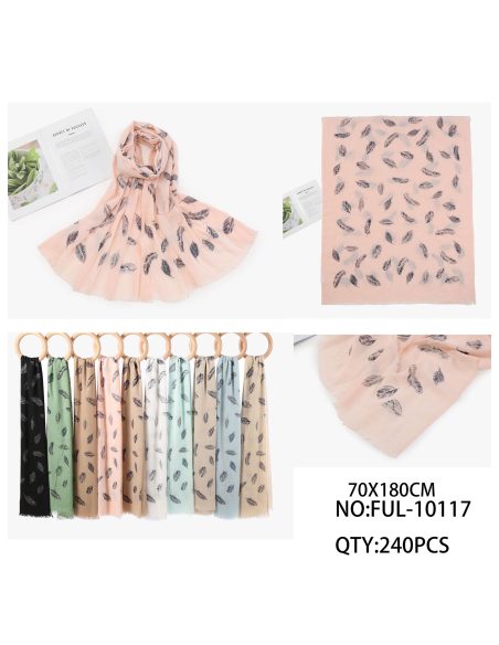 Fular estampado plumas glitter