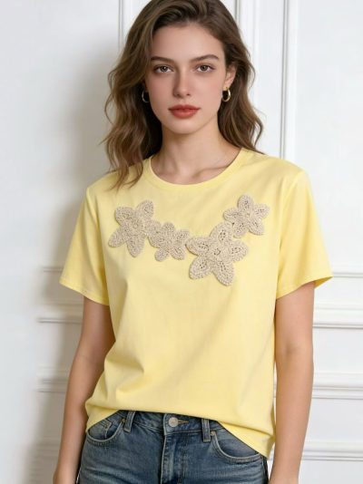 Camiseta amplia flores encaje