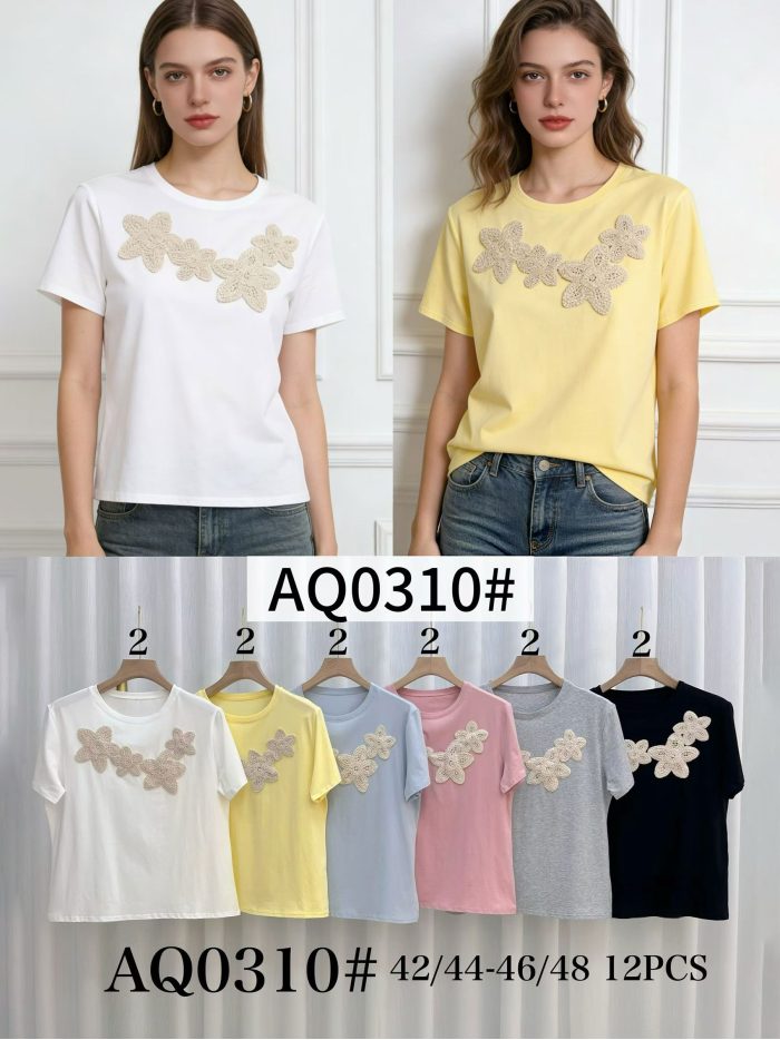 T-shirt oversize in pizzo floreale MF-AQ0310 Fornitore per negozio online