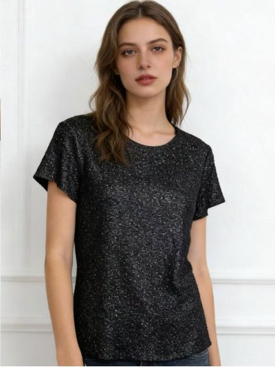 Camiseta glitter cuello redondo