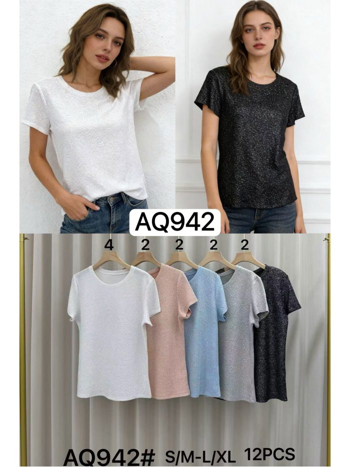 Camiseta glitter cuello redondo