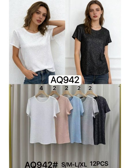 Camiseta glitter cuello redondo