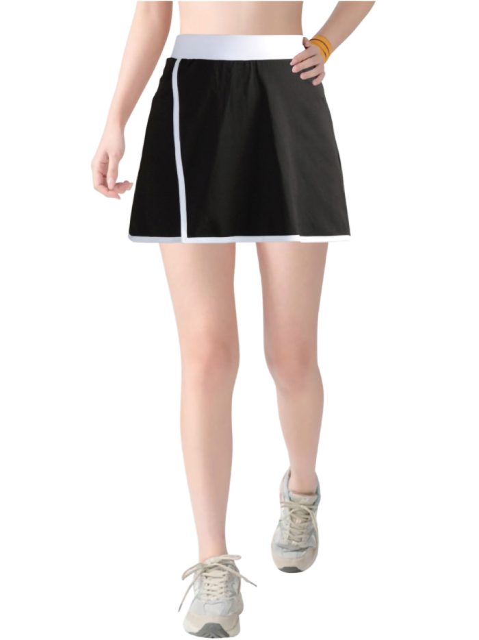 Falda pantalón de tenis con bolsillo y ribete contraste