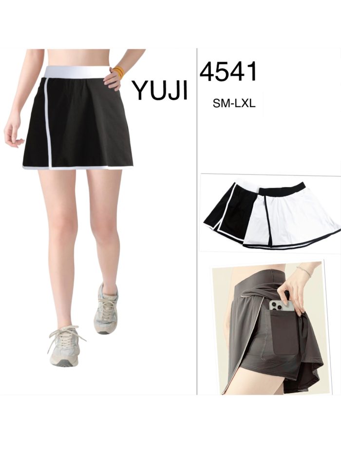 Falda pantalón de tenis con bolsillo y ribete contraste