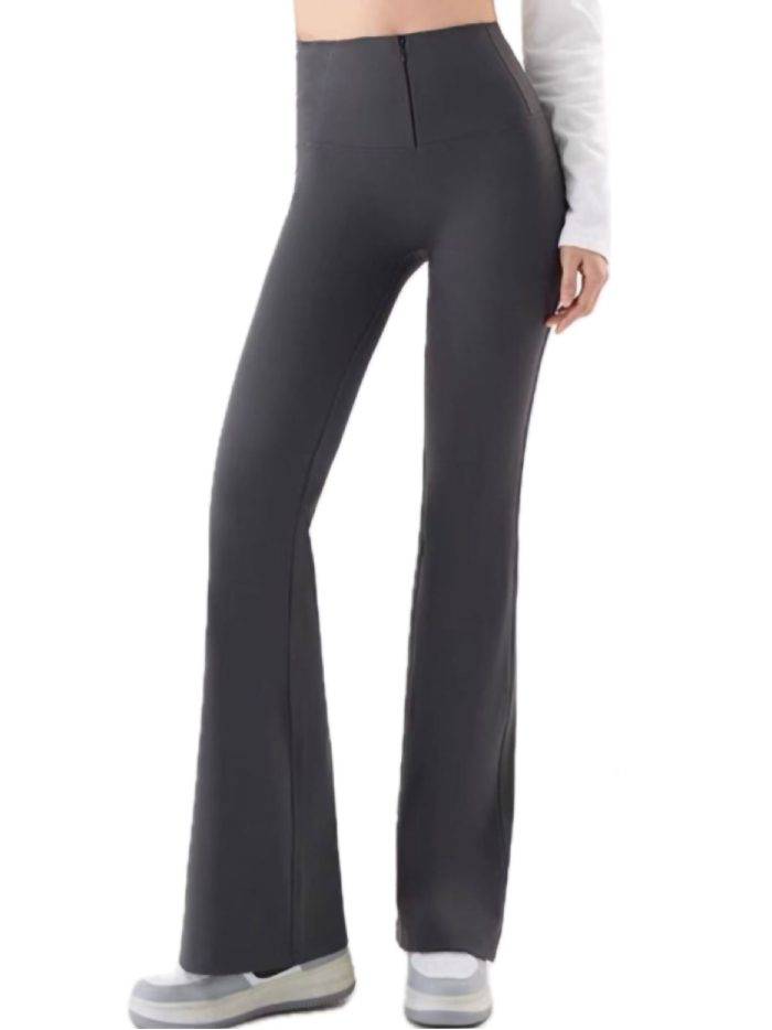 Pantalón acampanado de cintura alta con cremallera