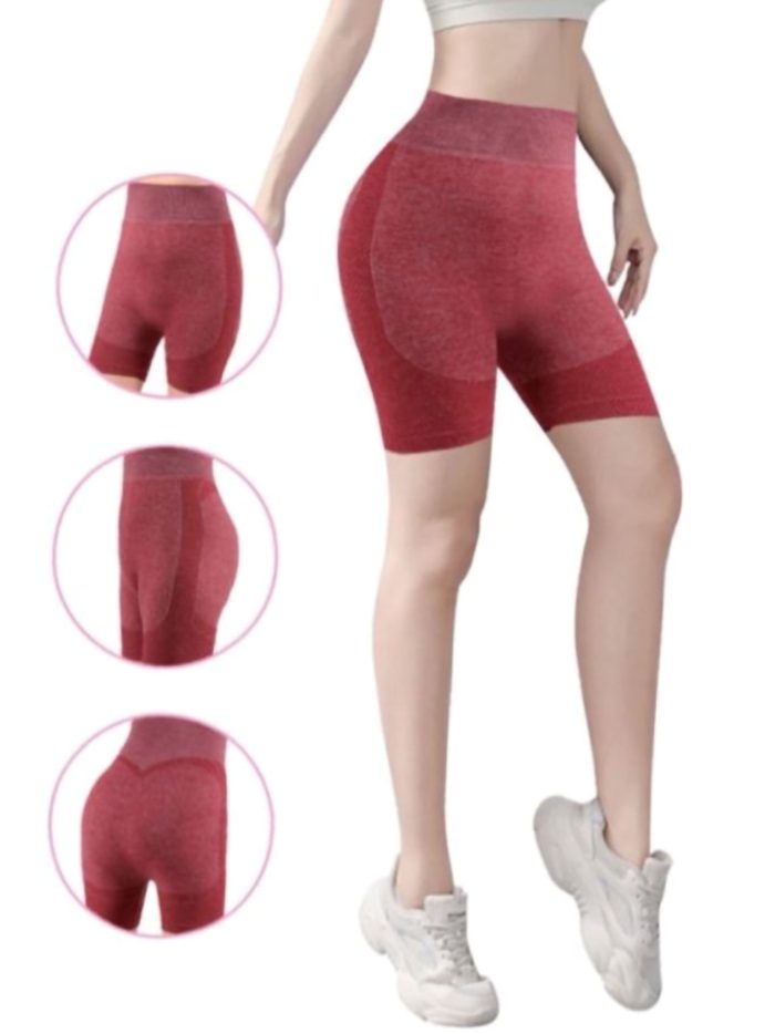 Short deportivo sin costura jaspeada de cintura alta