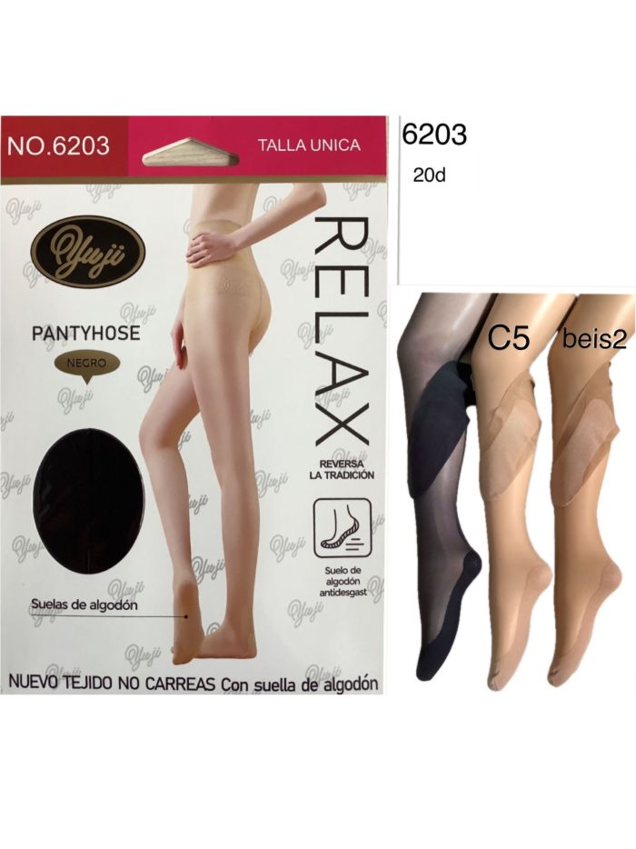 Collants 20 deniers indémaillables avec semelle en coton