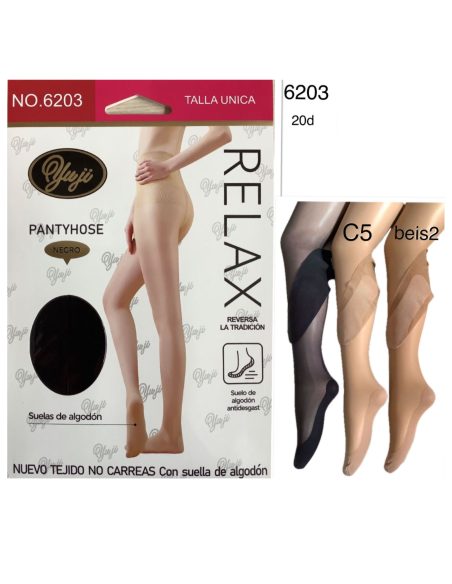 Collants 20 deniers indémaillables avec semelle en coton