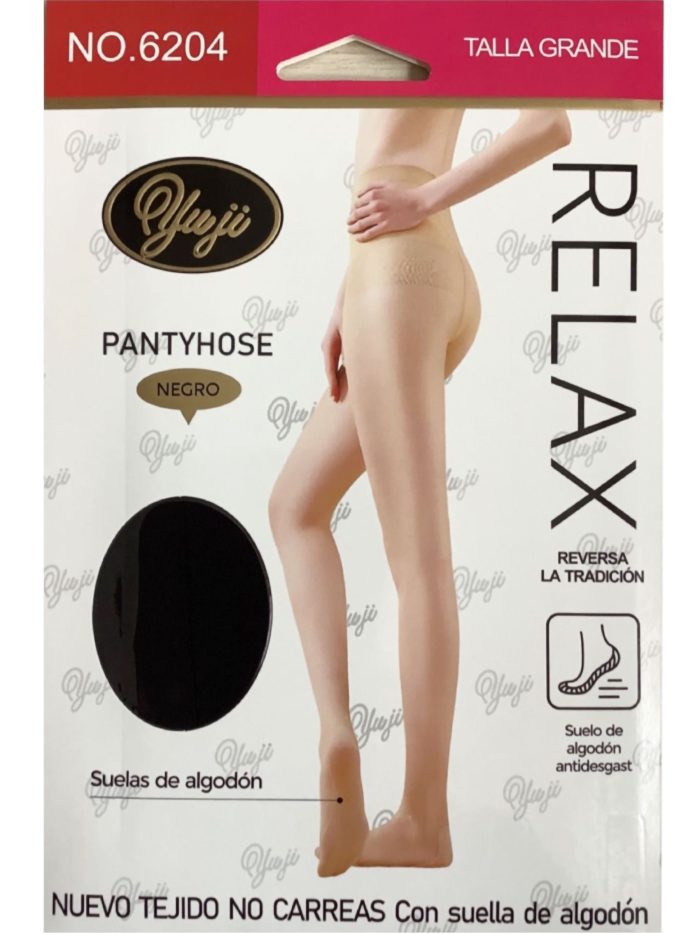 Panty 20 den talla grande sin carreras con suela de algodón