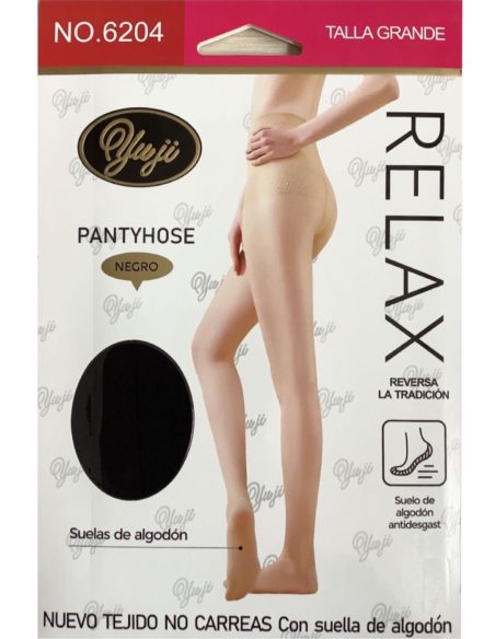 Panty 20 den talla grande sin carreras con suela de algodón