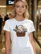 Camiseta bordada cesta floral