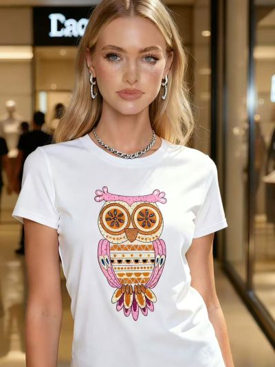 Camiseta estampada búho boho