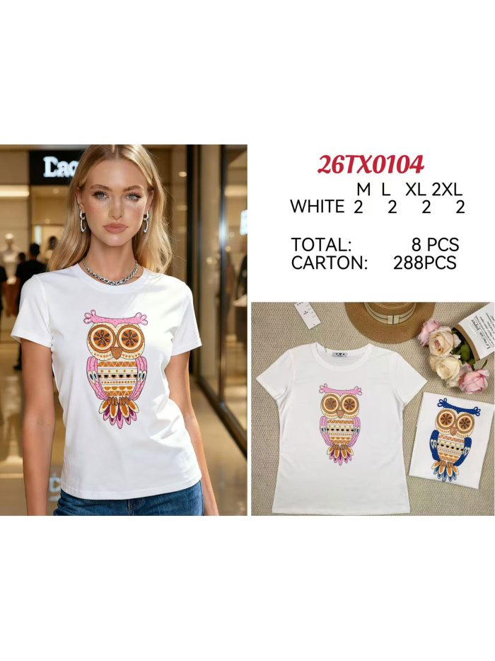 Camiseta boho com estampa de coruja