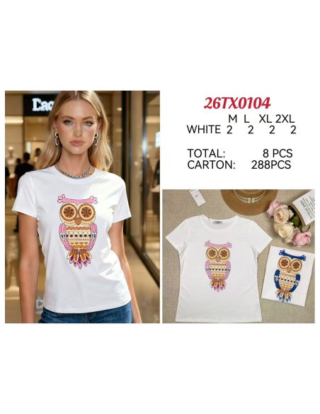 Camiseta boho com estampa de coruja