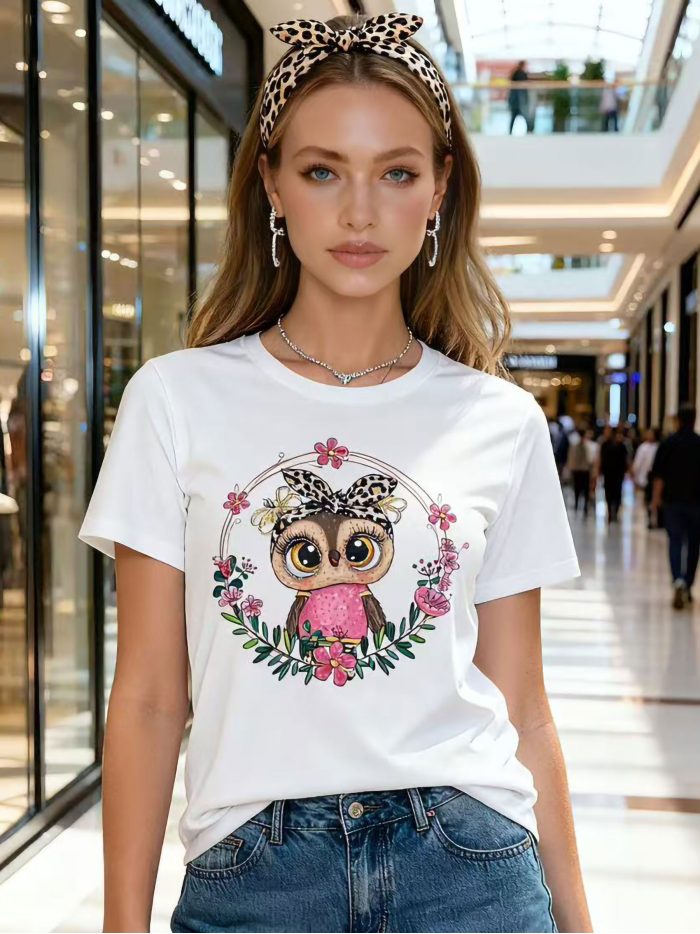 Stirnband mit Eulenprint-T-Shirt