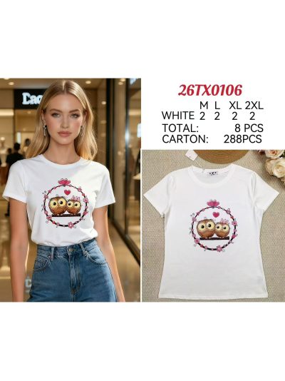 Camiseta estampada pareja de búhos 2