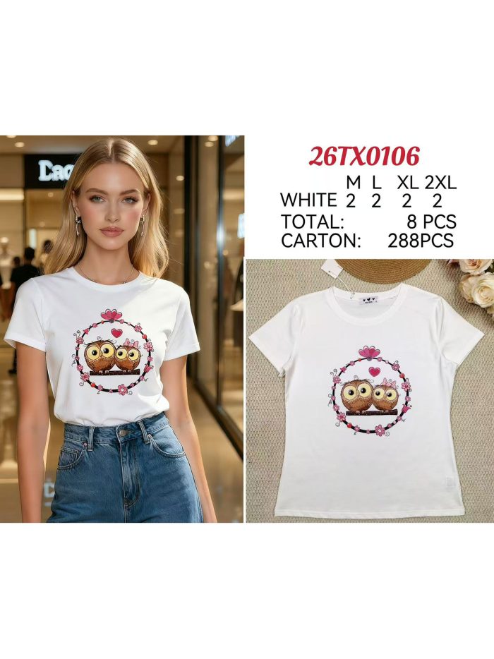Camiseta estampada pareja de búhos