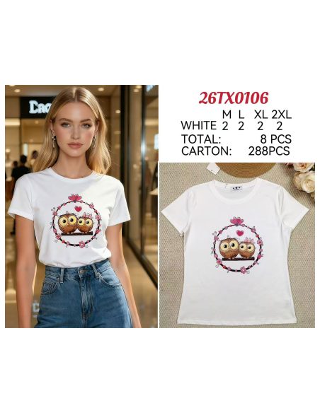 Camiseta estampada pareja de búhos