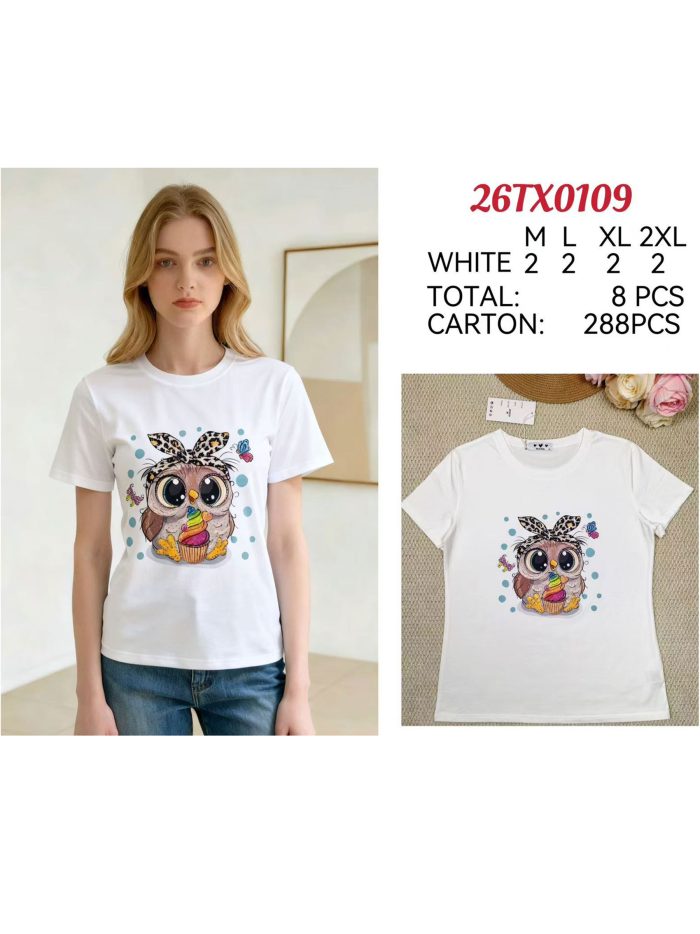 Camiseta estampada búho cupcake