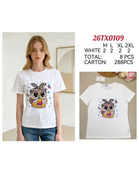 Camiseta estampada búho cupcake