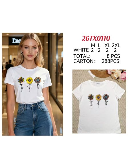 T-shirt imprimé tournesols foi espoir amour