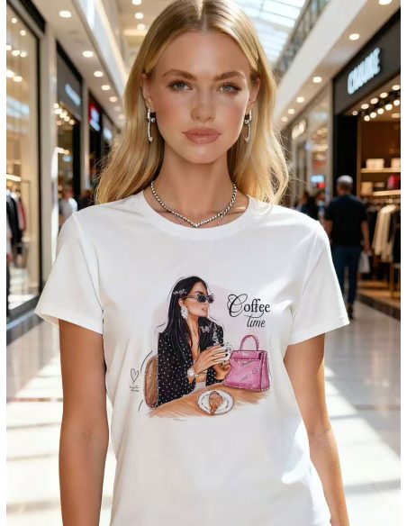 Camiseta estampada coffee time