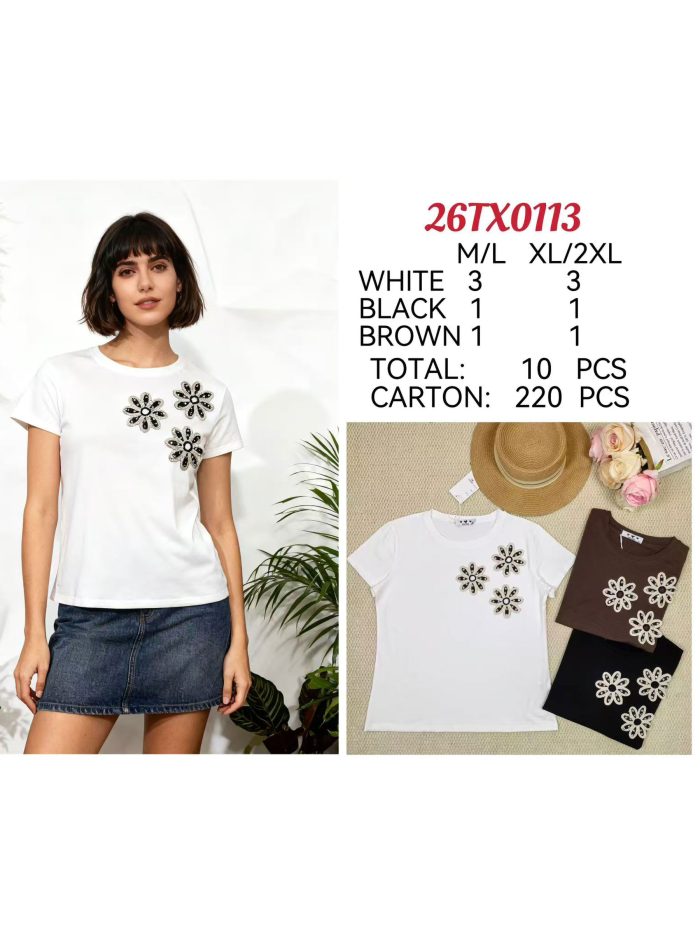 Camiseta apliques florales